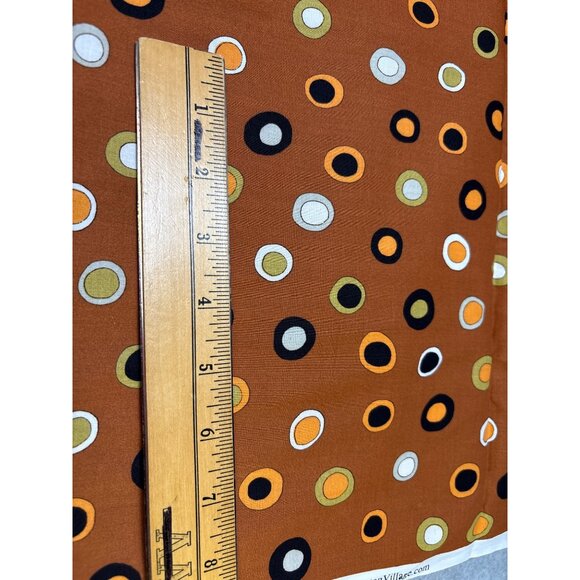 Retro Circle Pattern Fabric by Cranston 1/2 yard x 44" Cotton Brown Orange Green - Picture 2 of 5